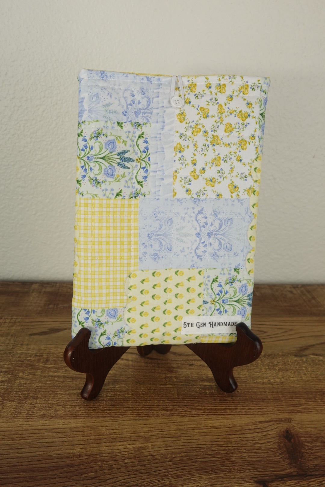 Blue Patchwork Small Button Book Sleeve