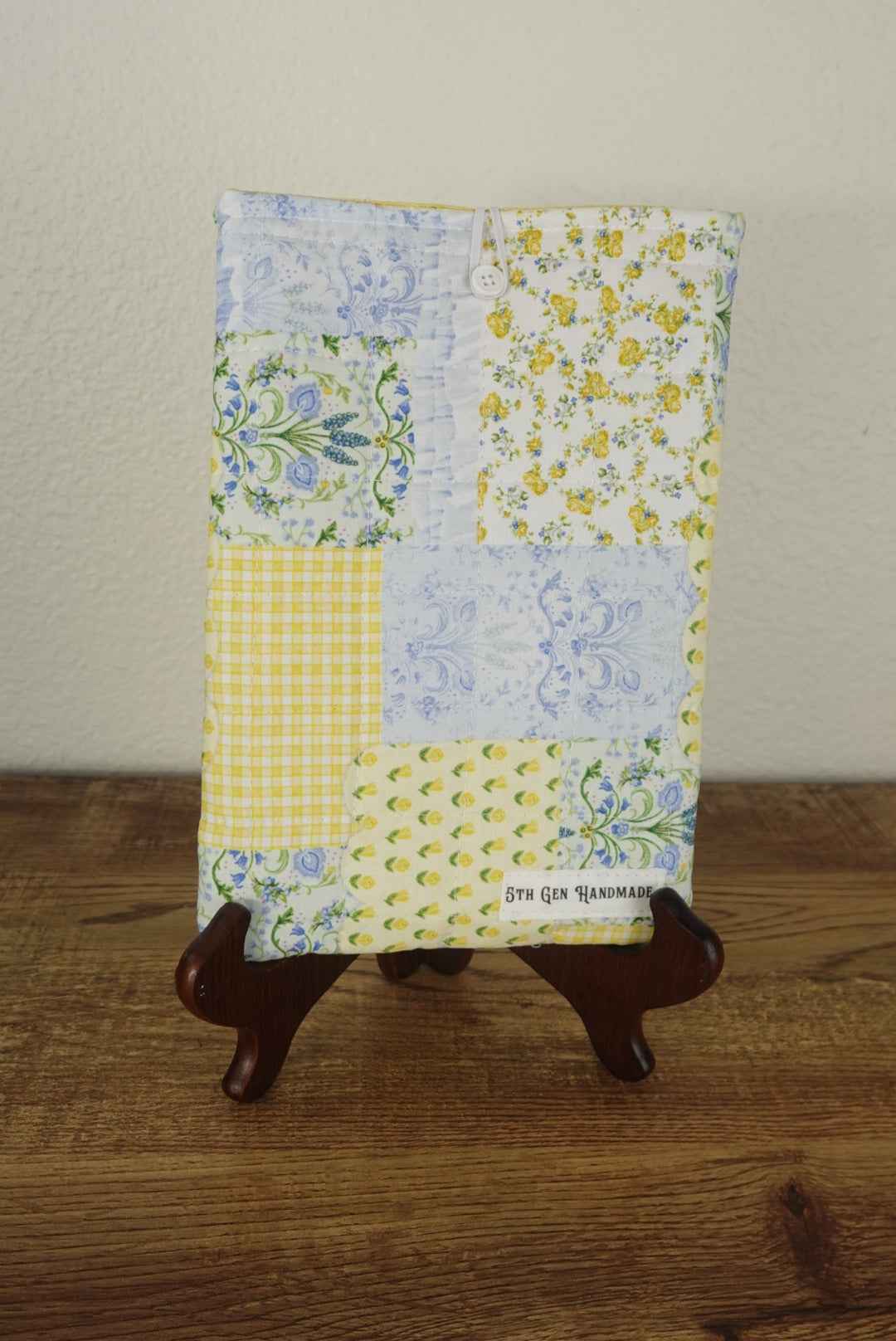 Blue Patchwork Small Button Book Sleeve