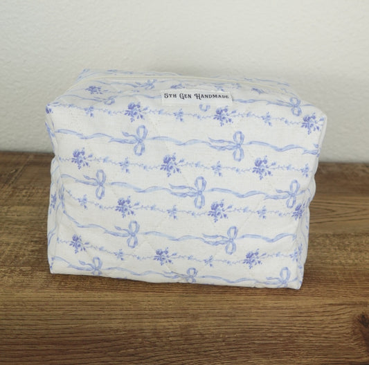 Blue Bows Large Boxy Bag