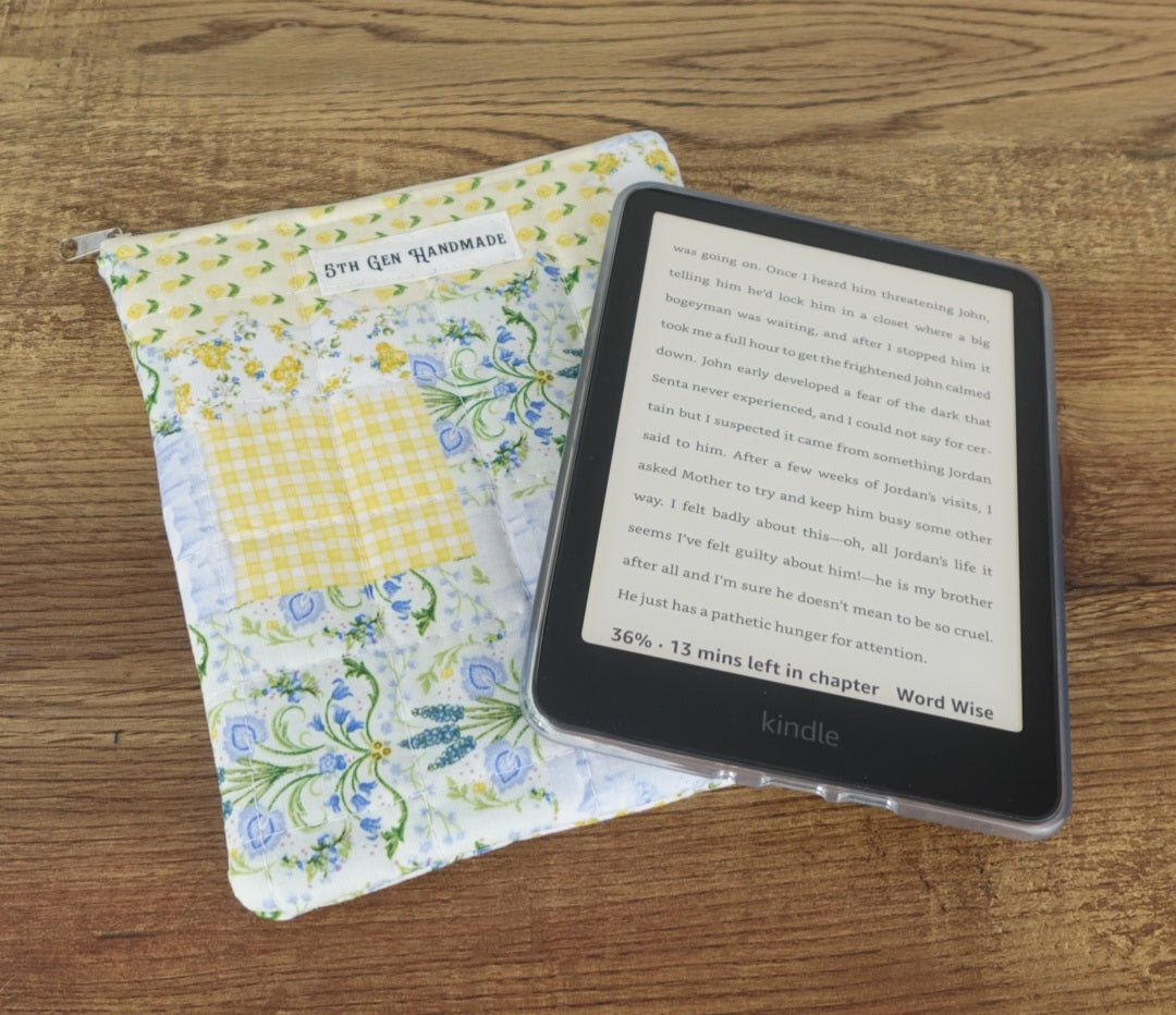 Blue Patchwork Small Kindle Sleeve- Kindle Paperwhite