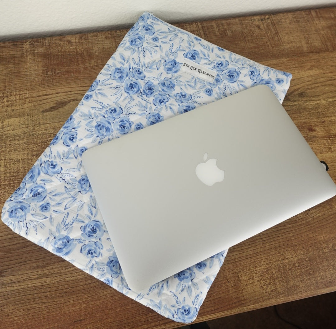 Blue Flower Laptop Sleeve- 16" Laptop