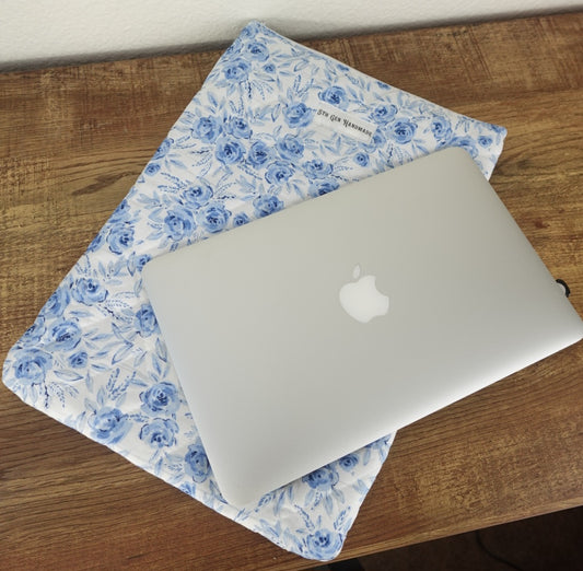 Blue Flower Laptop Sleeve- 16" Laptop