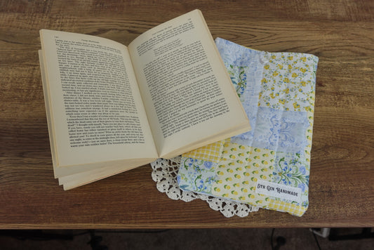Blue Patchwork Small Button Book Sleeve